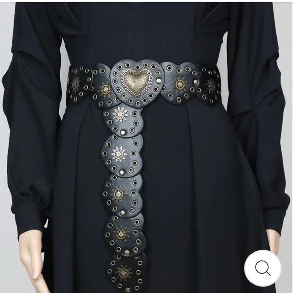 Free People Black Celestial Romance Heart Embellished Belt - Picture 3 of 12